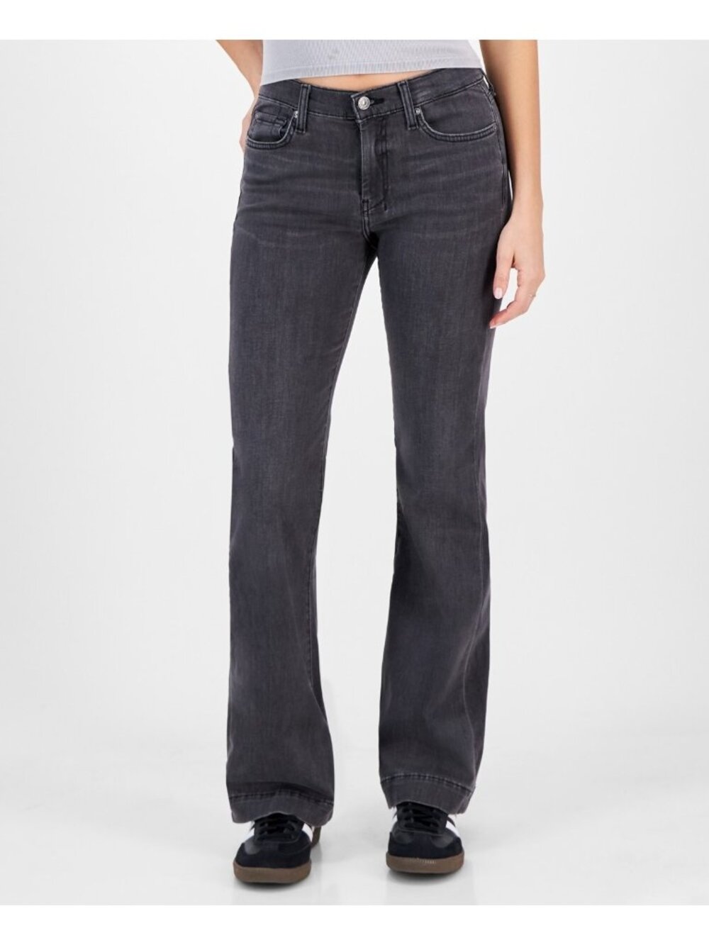 7 For All Mankind Women Dojo Tailorless Mid-Rise Jeans Gray Size 30 $168 Bootcut
